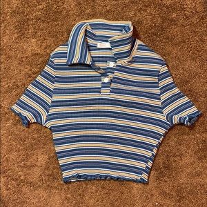 A stripped polo cropped tee